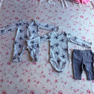 Carter's Blue Floral Onesie and Gray Pants Set